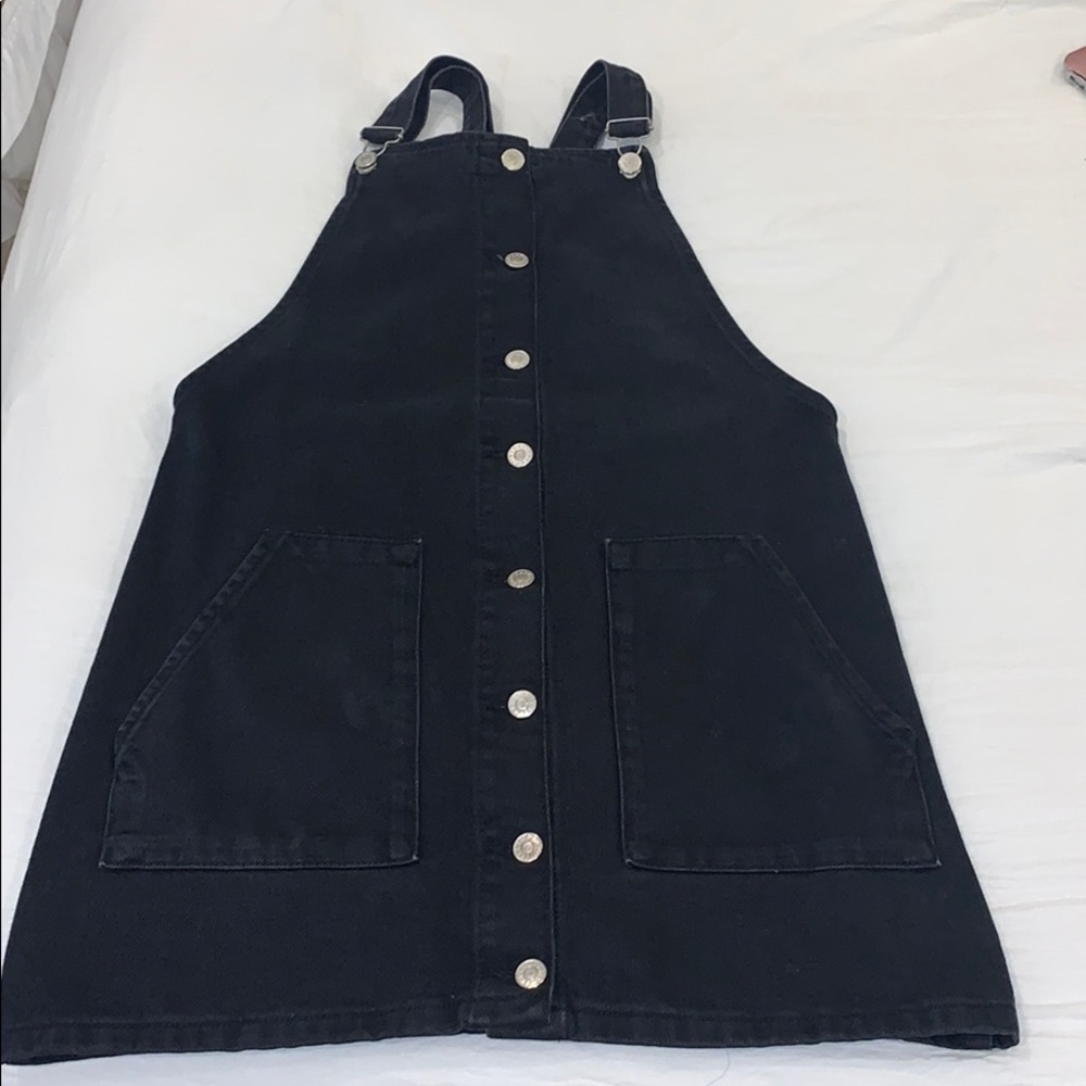 Topshop Moto black denim overall dress